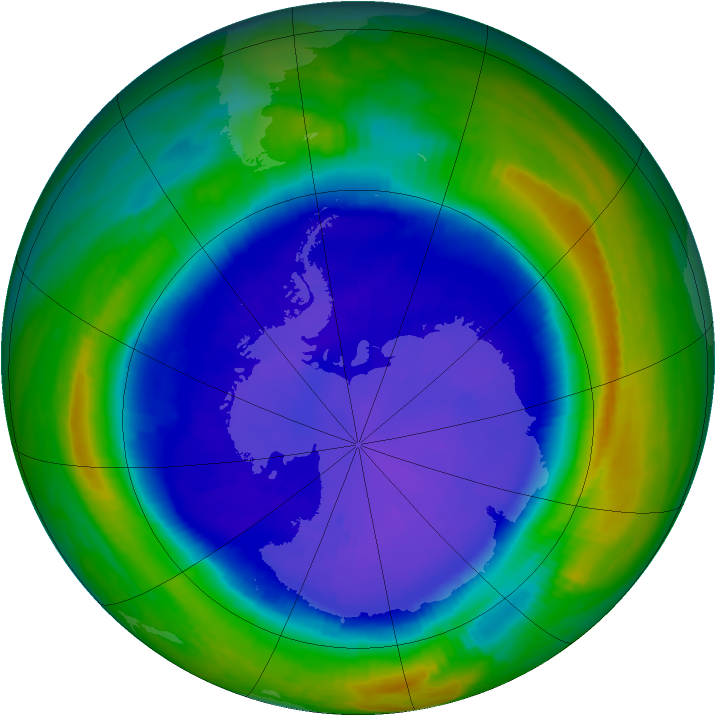 Antarctic ozone map for 14 September 1999